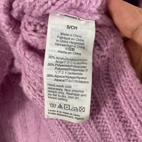 J. Crew Sweater Small Pink Pointelle Alpaca Knit Mock Neck Long Sleeve - Picture 9 of 10